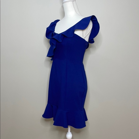 Likely Elegant Blue Off-Shoulder Dress Size 8 - Picture 6 of 10